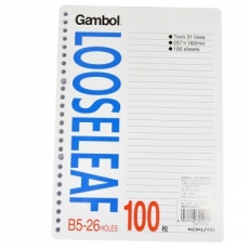 渡边(Gambol) B5，26孔夹，100页活页纸 活页笔记本替芯#LL0101