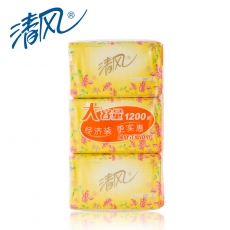 清风软抽 花韵系列软抽200抽 面巾纸清风抽纸B338RCM，3包/提