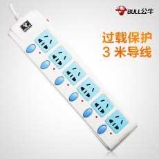 公牛牌 六孔独立电源插座 过载保护排插接线板#GN-313，3米
