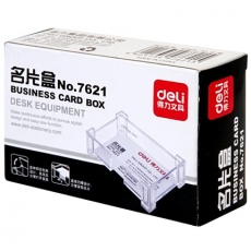 得力(Deli) 透明带盖名片盒 透明名片座桌面名片盒#7621