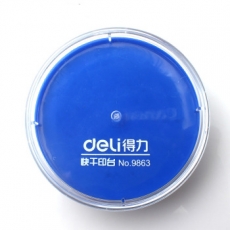 得力(Deli) 圆形透明盖快干印台 速干印台#9863，蓝色