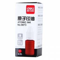 得力(Deli) 10ml原子印油 财务原子印章油#9873，红色