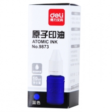 得力(Deli) 10ml原子印油 财务原子印章油#9873，蓝色