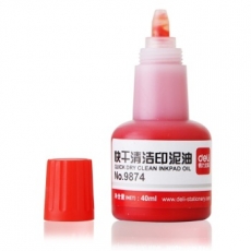 得力(Deli) 40ml快干印油 速干印油印台补充液#9874，红色