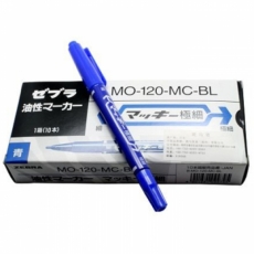 斑马(Zebra) 小双头记号笔 光盘笔油性笔#MO-120-MC，蓝色