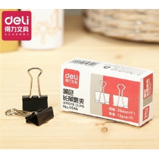 得力(Deli) 15mm黑色盒装长尾夹 6#燕尾夹票据夹#9546，12个/盒
