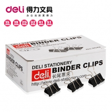 得力(Deli) 25mm黑色盒装长尾夹 4#燕尾夹票据夹#9544，12个/盒
