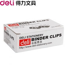 得力(Deli) 41mm黑色盒装长尾夹 2#燕尾