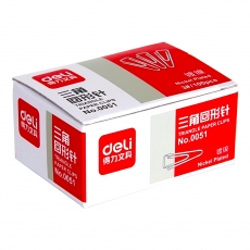得力(Deli) 28mm盒装银色三角回形针 曲别针别针#0051，100枚/盒