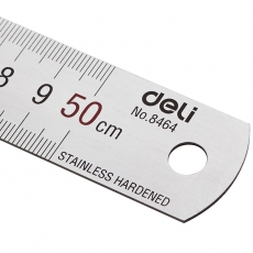 得力(Deli) 50cm不锈钢直尺 刻度尺绘图钢制金属尺#8464
