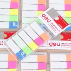 得力(Deli) 45*12mm 五色半透明指示标签 标签贴便利贴便签条#9062