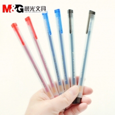 晨光(M&G) 0.5mm简约透明杆中性笔 半针管笔签字笔#GP1280 黑色，12支装