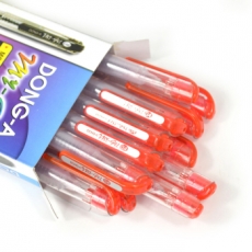 东亚(DONG-A) 0.5mm透明杆中性笔 南韩针管水笔#MY-GEL，红色，12支装