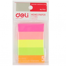 得力(Deli) 50*15mm 五色荧光纸质指示标签 彩标签贴便利贴便签条#7154