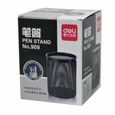 得力 金属圆形网状笔筒#909，黑色
