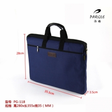 派格 A4商务型帆布手提文件包 公文袋手提包帆布袋#PG-118，黑色